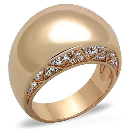 MATK1798 - IP Rose Gold(Ion Plating) Stainless Steel Ring with Top Grade Crystal  in Clear