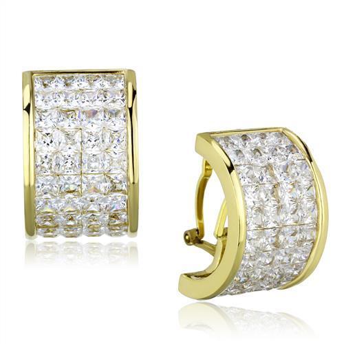 MATK1807 - IP Gold(Ion Plating) Stainless Steel Earrings with AAA Grade CZ  in Clear