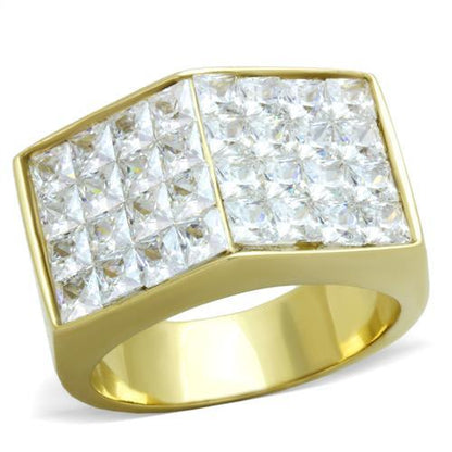MATK1808 - IP Gold(Ion Plating) Stainless Steel Ring with AAA Grade CZ  in Clear