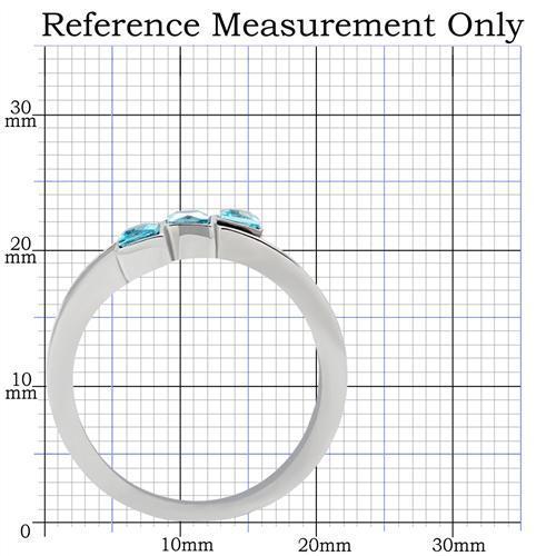 MATK180 - High polished (no plating) Stainless Steel Ring with Synthetic Synthetic Glass in Sea Blue