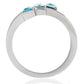 MATK180 - High polished (no plating) Stainless Steel Ring with Synthetic Synthetic Glass in Sea Blue