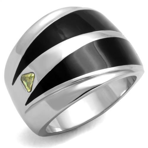 MATK1815 - High polished (no plating) Stainless Steel Ring with AAA Grade CZ  in Topaz
