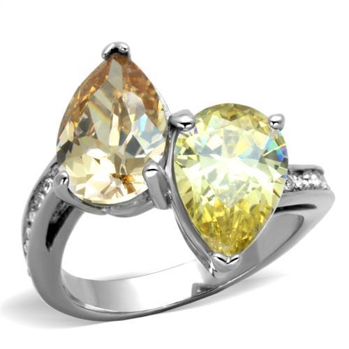 MATK1820 - High polished (no plating) Stainless Steel Ring with AAA Grade CZ  in Multi Color