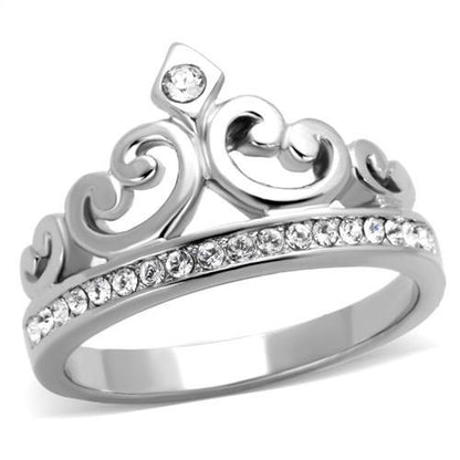 MATK1821 - High polished (no plating) Stainless Steel Ring with Top Grade Crystal  in Clear