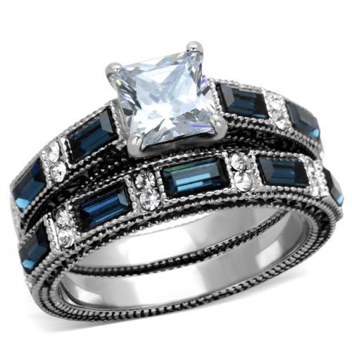 MATK1829 - High polished (no plating) Stainless Steel Ring with AAA Grade CZ  in Clear