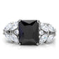 MATK182 - High polished (no plating) Stainless Steel Ring with AAA Grade CZ  in Jet