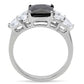 MATK182 - High polished (no plating) Stainless Steel Ring with AAA Grade CZ  in Jet