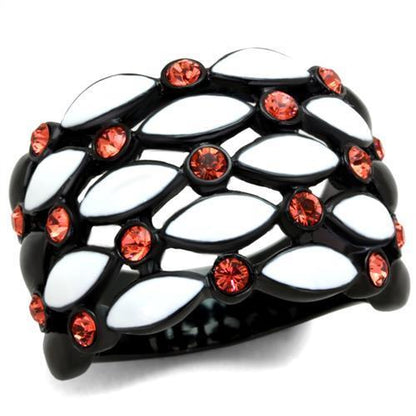 MATK1832 - IP Black(Ion Plating) Stainless Steel Ring with Top Grade Crystal  in Garnet