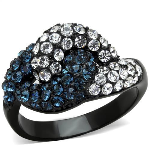MATK1833 - IP Black(Ion Plating) Stainless Steel Ring with Top Grade Crystal  in Montana