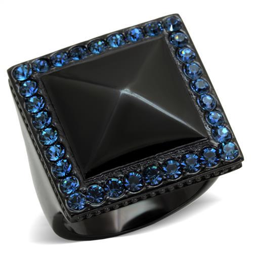 MATK1841 - IP Black(Ion Plating) Stainless Steel Ring with Top Grade Crystal  in Montana