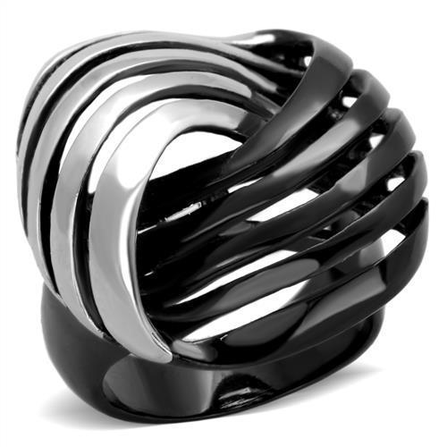MATK1843 - Two-Tone IP Black (Ion Plating) Stainless Steel Ring with No Stone