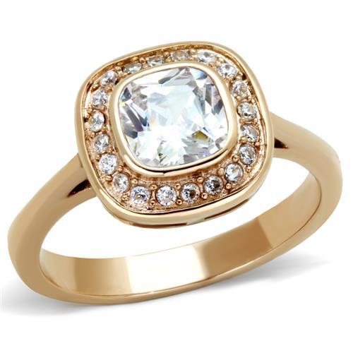 MATK1844 - IP Rose Gold(Ion Plating) Stainless Steel Ring with AAA Grade CZ  in Clear