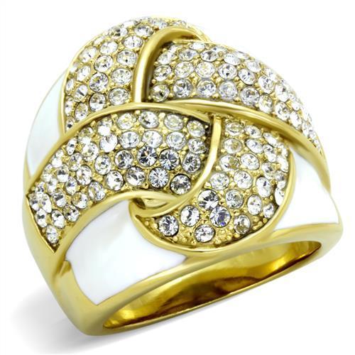 MATK1848 - IP Gold(Ion Plating) Stainless Steel Ring with Top Grade Crystal  in Clear