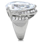 MATK184 - High polished (no plating) Stainless Steel Ring with AAA Grade CZ  in Clear