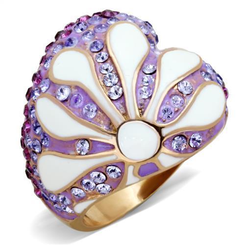 MATK1850 - IP Rose Gold(Ion Plating) Stainless Steel Ring with Top Grade Crystal  in Multi Color