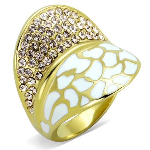 MATK1851 - IP Gold(Ion Plating) Stainless Steel Ring with Top Grade Crystal  in Clear