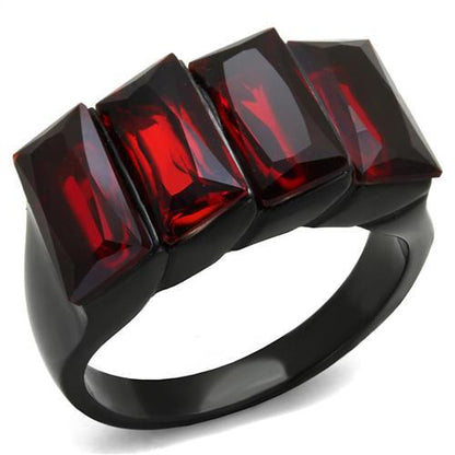 MATK1854 - IP Black(Ion Plating) Stainless Steel Ring with Synthetic Synthetic Glass in Siam