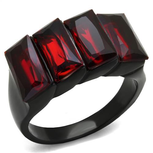MATK1854 - IP Black(Ion Plating) Stainless Steel Ring with Synthetic Synthetic Glass in Siam