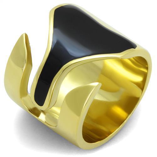 MATK1860 - IP Gold(Ion Plating) Stainless Steel Ring with Epoxy  in Jet