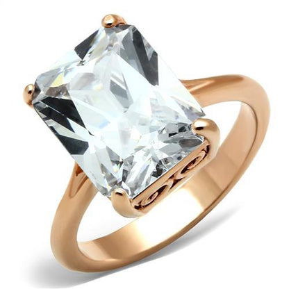 MATK1863 - IP Rose Gold(Ion Plating) Stainless Steel Ring with AAA Grade CZ  in Clear