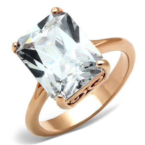 MATK1863 - IP Rose Gold(Ion Plating) Stainless Steel Ring with AAA Grade CZ  in Clear