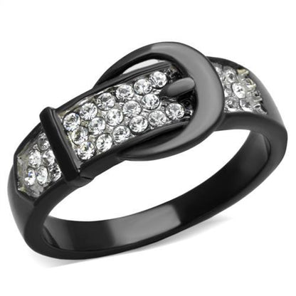MATK1868 - Two-Tone IP Black (Ion Plating) Stainless Steel Ring with Top Grade Crystal  in Clear