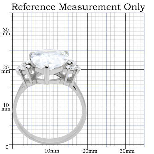 MATK186 - High polished (no plating) Stainless Steel Ring with AAA Grade CZ  in Clear