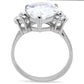 MATK186 - High polished (no plating) Stainless Steel Ring with AAA Grade CZ  in Clear
