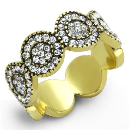 MATK1875 - IP Gold(Ion Plating) Stainless Steel Ring with Top Grade Crystal  in Clear