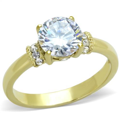 MATK1877 - IP Gold(Ion Plating) Stainless Steel Ring with AAA Grade CZ  in Clear