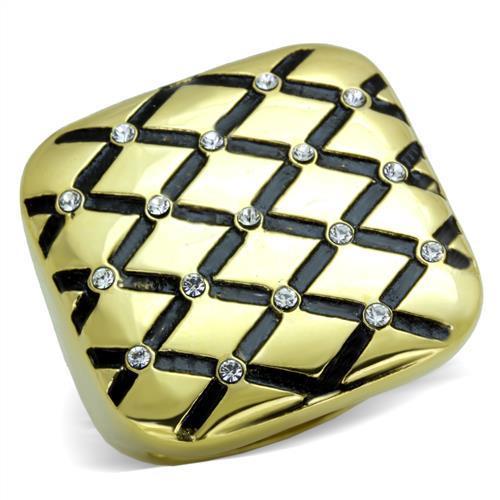 MATK1886 - IP Gold(Ion Plating) Stainless Steel Ring with Top Grade Crystal  in Clear