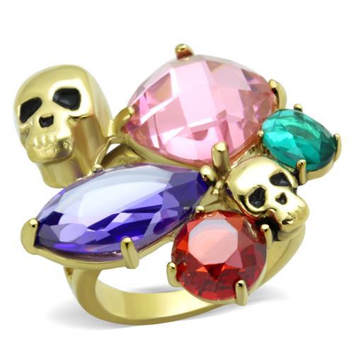 MATK1888 - IP Gold(Ion Plating) Stainless Steel Ring with AAA Grade CZ  in Multi Color