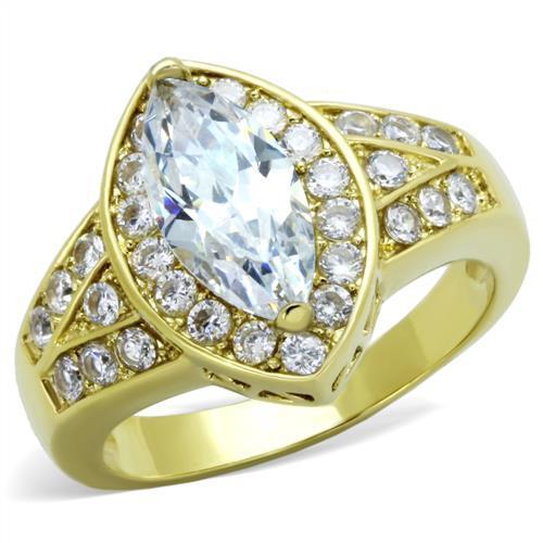 MATK1896 - IP Gold(Ion Plating) Stainless Steel Ring with AAA Grade CZ  in Clear
