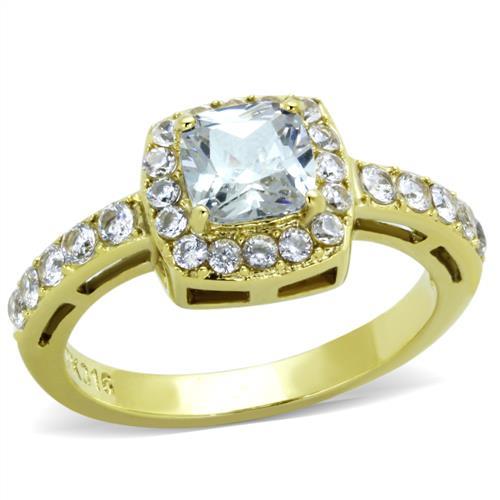 MATK1899 - IP Gold(Ion Plating) Stainless Steel Ring with AAA Grade CZ  in Clear