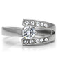 MATK189 - High polished (no plating) Stainless Steel Ring with AAA Grade CZ  in Clear