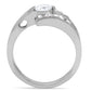 MATK189 - High polished (no plating) Stainless Steel Ring with AAA Grade CZ  in Clear