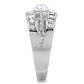 MATK189 - High polished (no plating) Stainless Steel Ring with AAA Grade CZ  in Clear