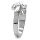 MATK189 - High polished (no plating) Stainless Steel Ring with AAA Grade CZ  in Clear