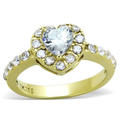 MATK1900 - IP Gold(Ion Plating) Stainless Steel Ring with AAA Grade CZ  in Clear