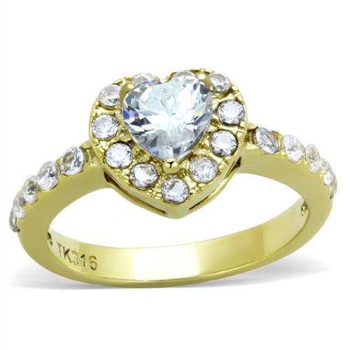 MATK1900 - IP Gold(Ion Plating) Stainless Steel Ring with AAA Grade CZ  in Clear