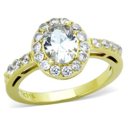 MATK1901 - IP Gold(Ion Plating) Stainless Steel Ring with AAA Grade CZ  in Clear