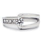 MATK190 - High polished (no plating) Stainless Steel Ring with AAA Grade CZ  in Clear