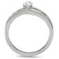 MATK190 - High polished (no plating) Stainless Steel Ring with AAA Grade CZ  in Clear