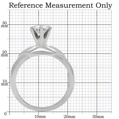 MATK191 - High polished (no plating) Stainless Steel Ring with AAA Grade CZ  in Clear