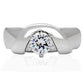 MATK191 - High polished (no plating) Stainless Steel Ring with AAA Grade CZ  in Clear