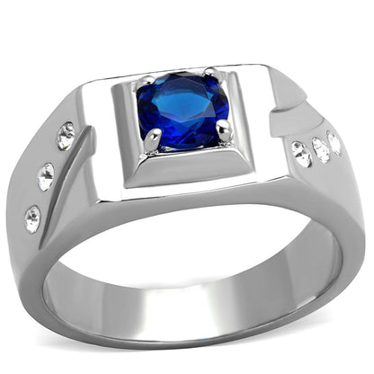 MATK1929 - High polished (no plating) Stainless Steel Ring with Synthetic Synthetic Glass in Montana