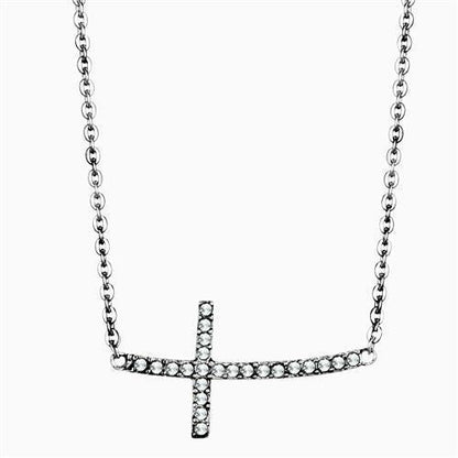 MATK1931 - High polished (no plating) Stainless Steel Necklace with Top Grade Crystal  in Clear