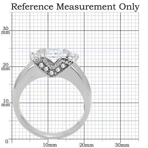 MATK194 - High polished (no plating) Stainless Steel Ring with AAA Grade CZ  in Clear