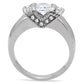MATK194 - High polished (no plating) Stainless Steel Ring with AAA Grade CZ  in Clear