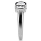 MATK194 - High polished (no plating) Stainless Steel Ring with AAA Grade CZ  in Clear